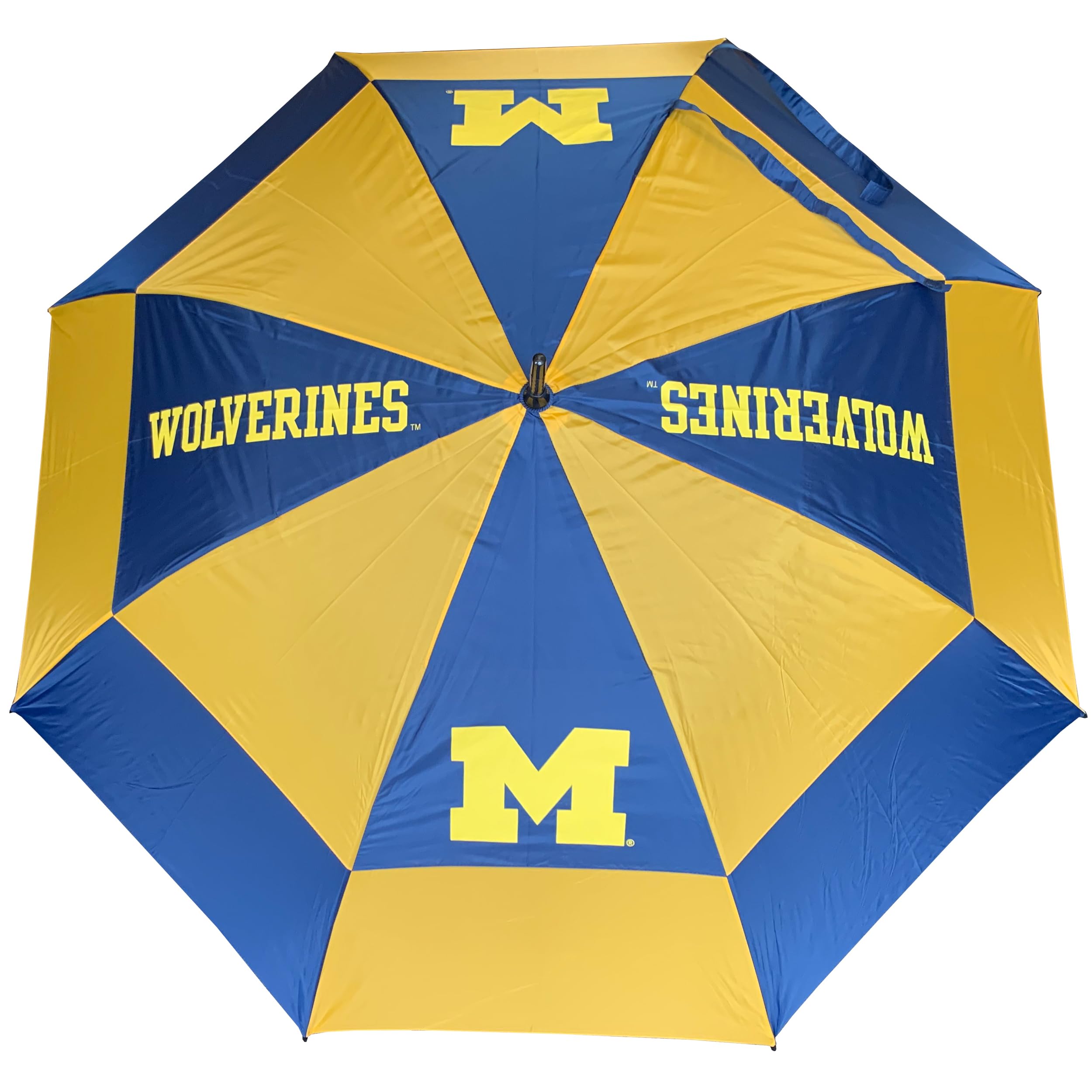 Team Golf NCAA Michigan Wolverines 62" Golf Umbrella with Protective Sheath, Double Canopy Wind Protection Design, Auto Open Button