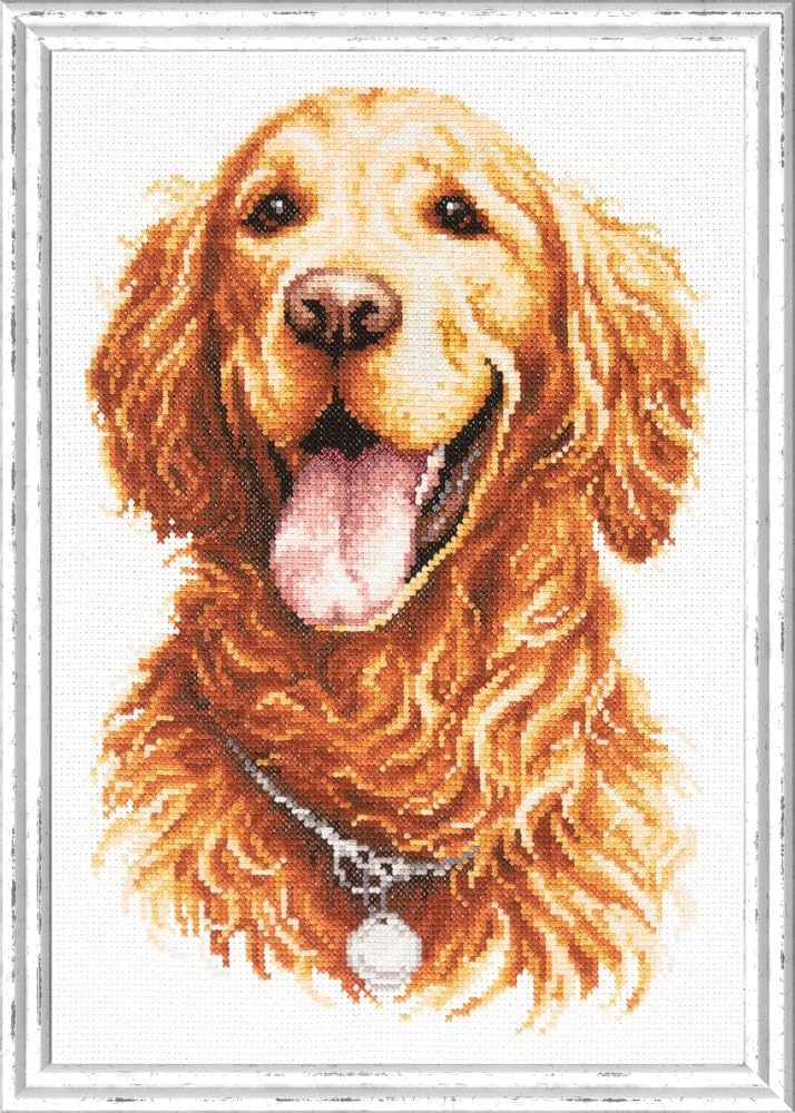 Magic Needle Zweigart Edition Counted Cross Stitch kit Golden Retriever, 20x28cm, DIY