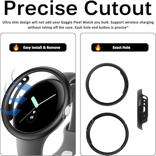 Miniatura 6 de Miimall Funda compatible con Google Pixel Watch, parachoques de policarbonato duro sin protector de pantalla, ultrafina, ligera, a prueba de golpes,