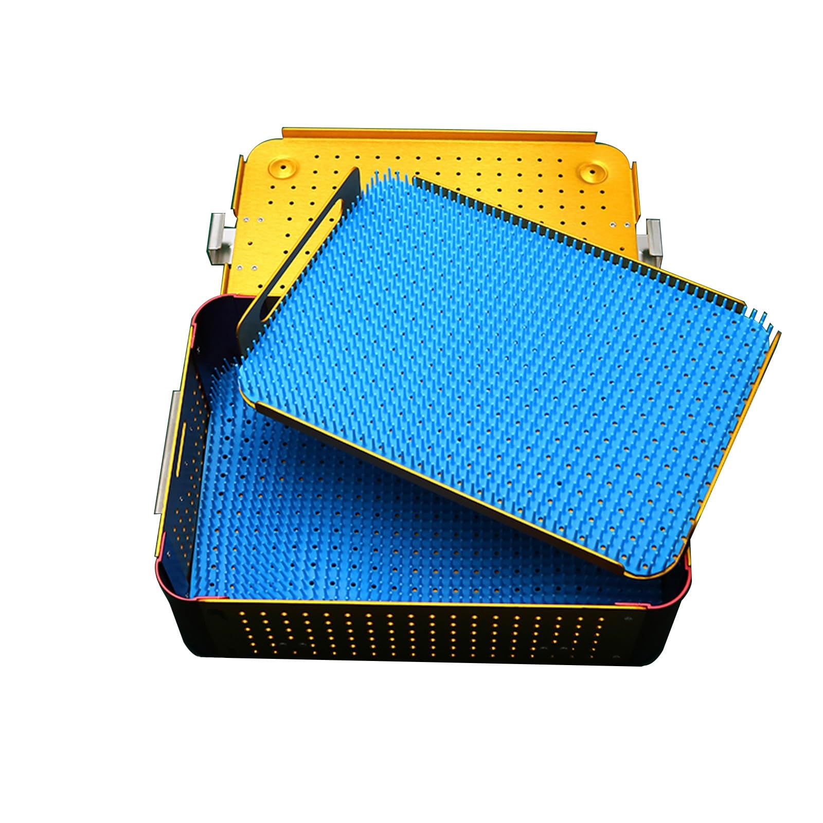 Caja De Esterilización De Instrumentos Médicos De Aleación De Aluminio De Doble Capa Con Almohadilla De Silicona,cirugía,caja De Esterilización De Instrumentos Quirúrgicos