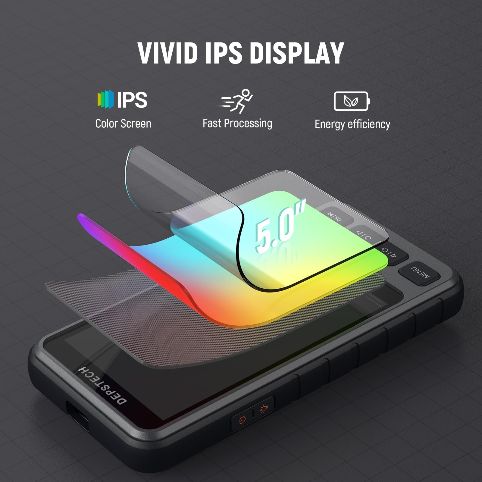 DEPSTECH Caméra Endoscopique Triple Objectif 5" IPS Étanche HD 1080P Vue Écran Partagé 5M