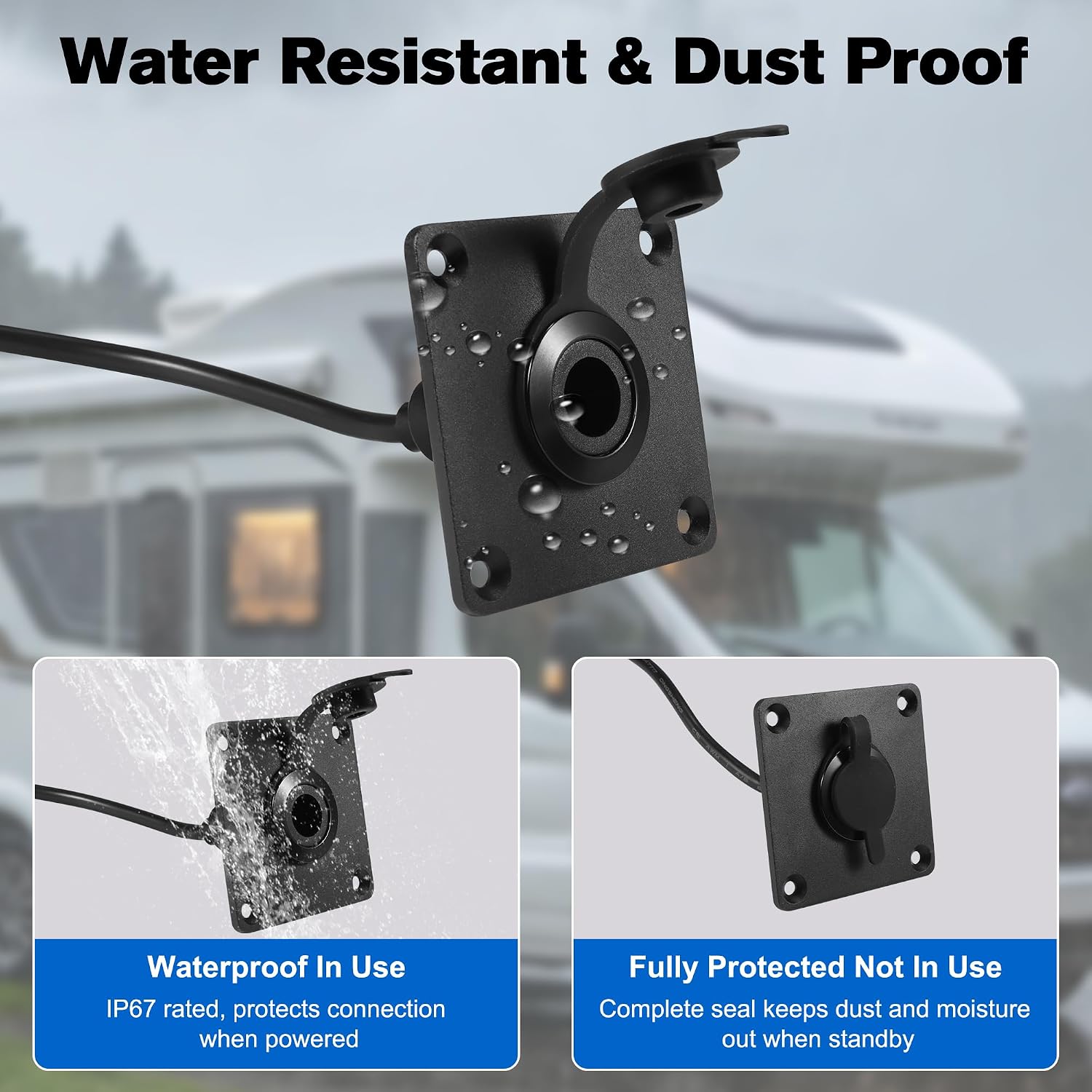 Waterproof Wall Socket Passthrough for Starlink Mini, Aluminum DC 5.5×2.1mm Female Power Connector Port, Panel/Recessed Mount for RV, Campervan, Van, Motorhome, Marine & Battery Box (1 Pack)