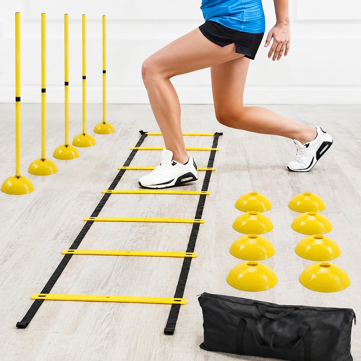 Kit Allenamento Agilità Calcio Scaletta, Set di allenamento giallo
