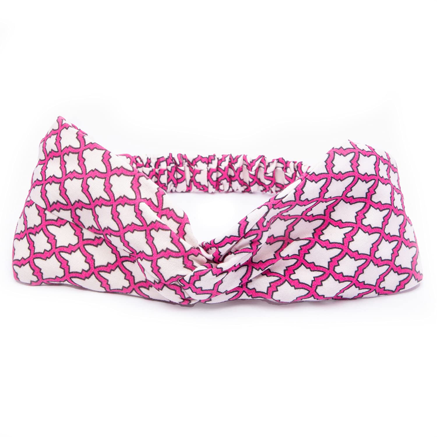 DEEBACO Geometrical Printed Cotton Fabric Headband Hair Accessories for Girls and Women (DNHB000121_Pink) (B097PYYCQ8) Amazon Price History, Amazon Price Tracker