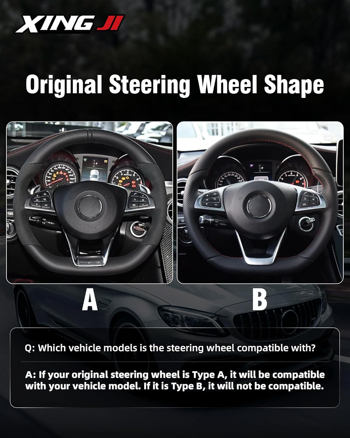 Real Carbon Fiber Steering Wheel for Mercedes Benz A C E Class 15-17 D-Shaped Flat Bottom Steering Wheel for Mercedes Benz GLC GLS CLA (Only fit AMG Model)