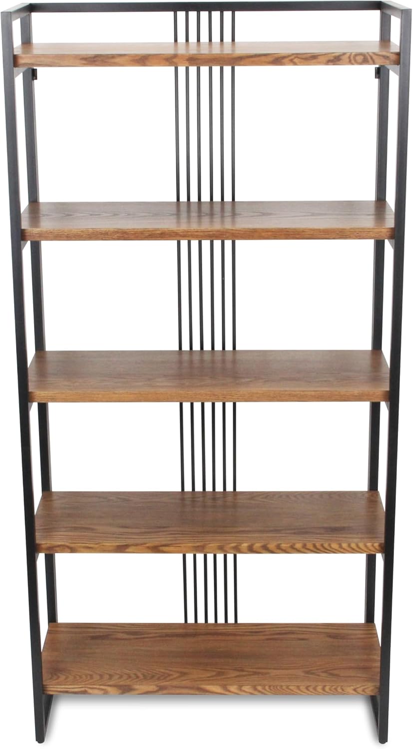 Lauxel 5 Tier Metal Framed Wood Shelf