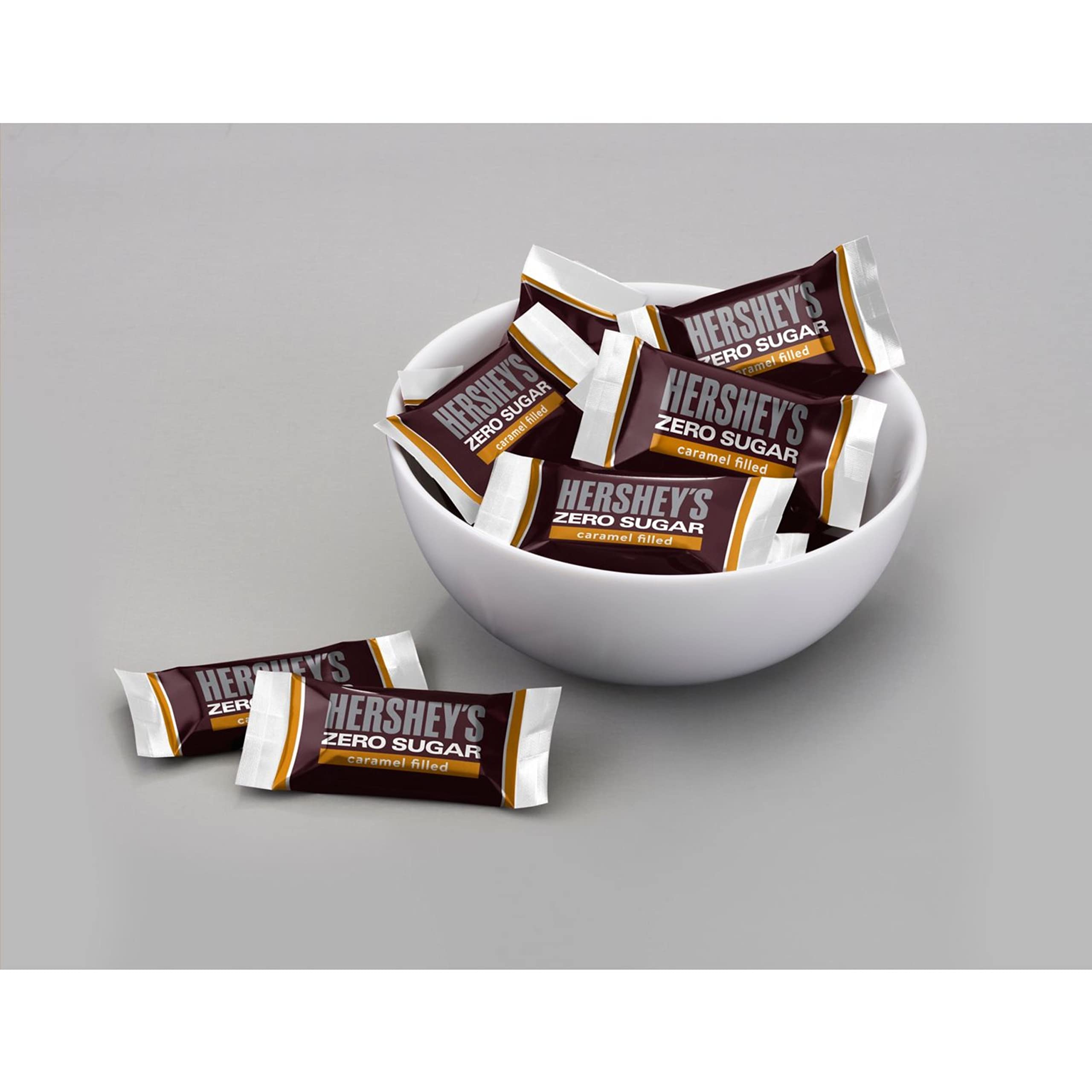 HERSHEY'S Zero Sugar Caramel Filled Chocolate Candy Bars, Bulk