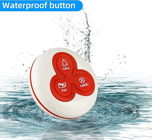 Miniatura 9 de Retekess Sistema de llamadas inalámbrico T114 Clientes Pager cuidador 5 PCS Impermeable 3 teclas botones de llamada compatibles con receptor T114 y