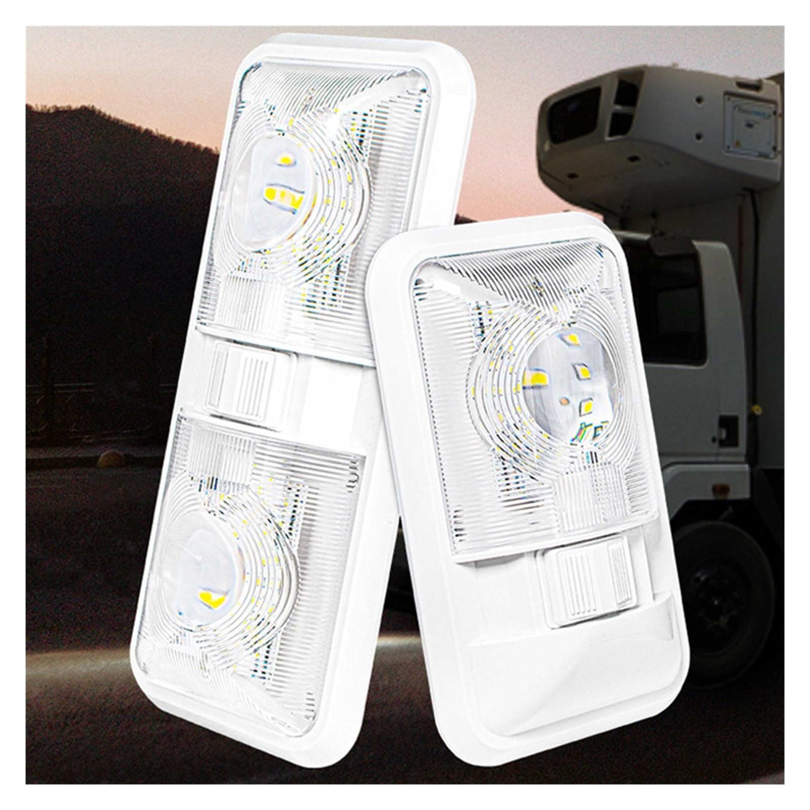 Luci per Tettuccio 1PC 12V LED RV Plafoniera Da Soffitto Con Interruttore Finitura In Cristallo Lampada Lettura Interna Per Camper Rimorchio Per Auto Barca(Short RV light)