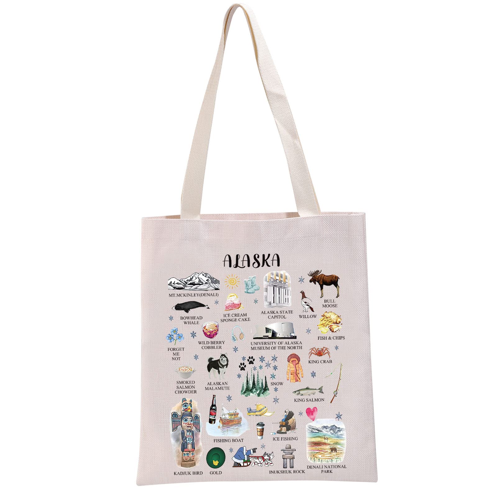 G2TUPAlaska Lover Tote Bag - White, 14.56" x 12.59" - Canvas - Adult Women's Gift