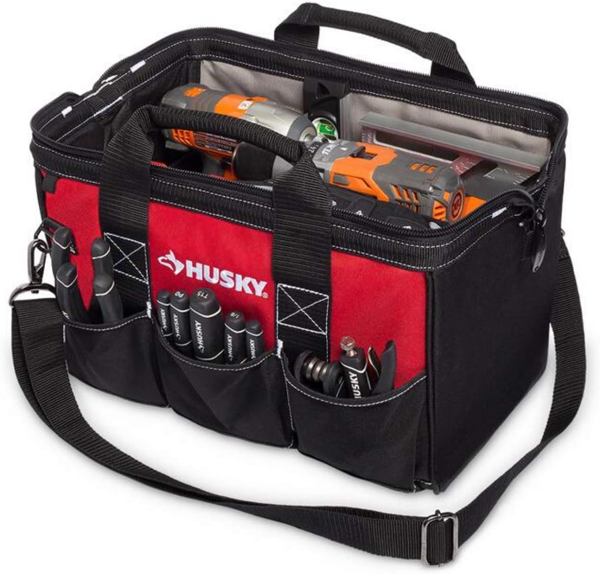 Husky 18 in., 15 in. and 12 in. Tool Bag Combo in Red