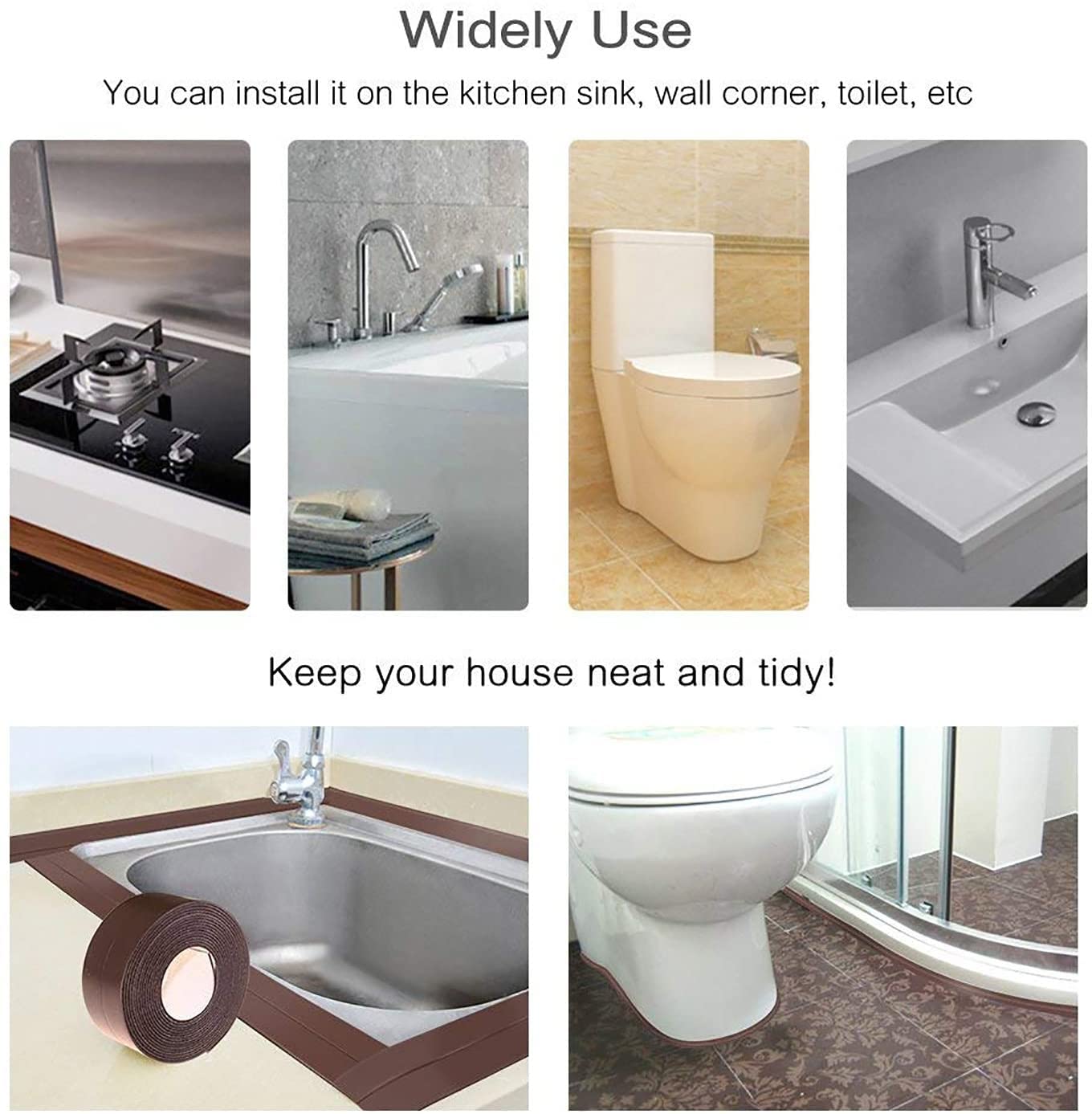 Naidev caulking tape, 2 pack PVC self-tingling caulking sealant tape waterproof/mildery proof bathtub bathroom shower toilet kitchen and wall edge, 1-1/2 "x 11 '(Bhura-2) Naidev caulking tape, 2 pack PVC self-tingling caulking sealant tape waterproof/mildery proof bathtub bathroom shower toilet kitchen and wall edge, 1-1/2 "x 11 '(Bhura-2)