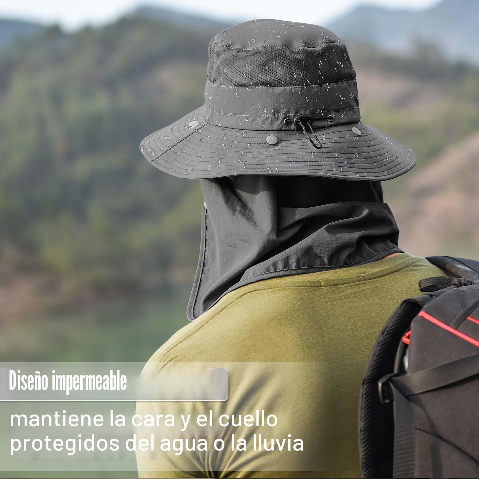 TAGVO Sombreros de Pesca UPF 50+ Protección Solar Desmontable Plegable para Hombre Mujer