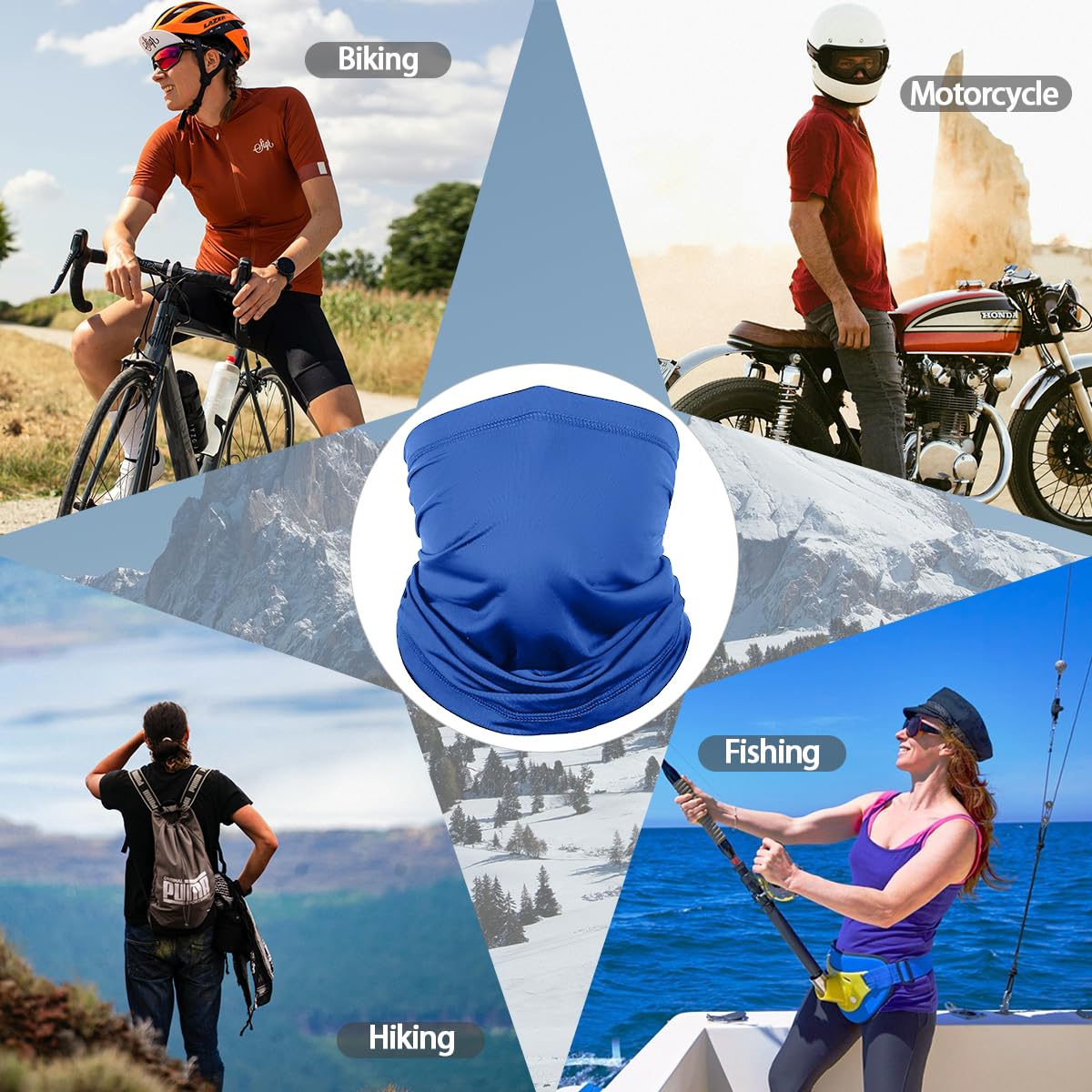 Achiou Bufanda de cuello refrescante, máscara de protección UV para hombres y mujeres, suave, resistente al viento, senderismo, ciclismo, correr