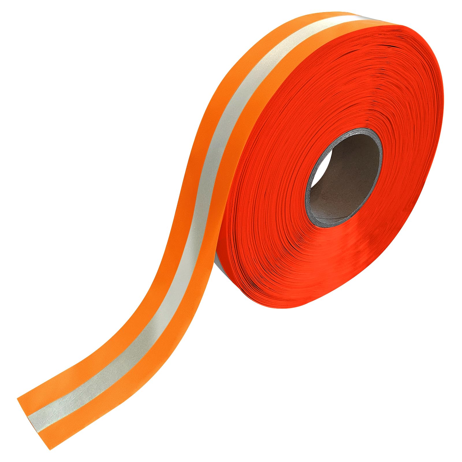 Bande Réfléchissante 100% Polyester 100 Mètres x 50 mm Orange Fluo Ruban de Sécurité Haute Visibilité Réfléchissant≥300