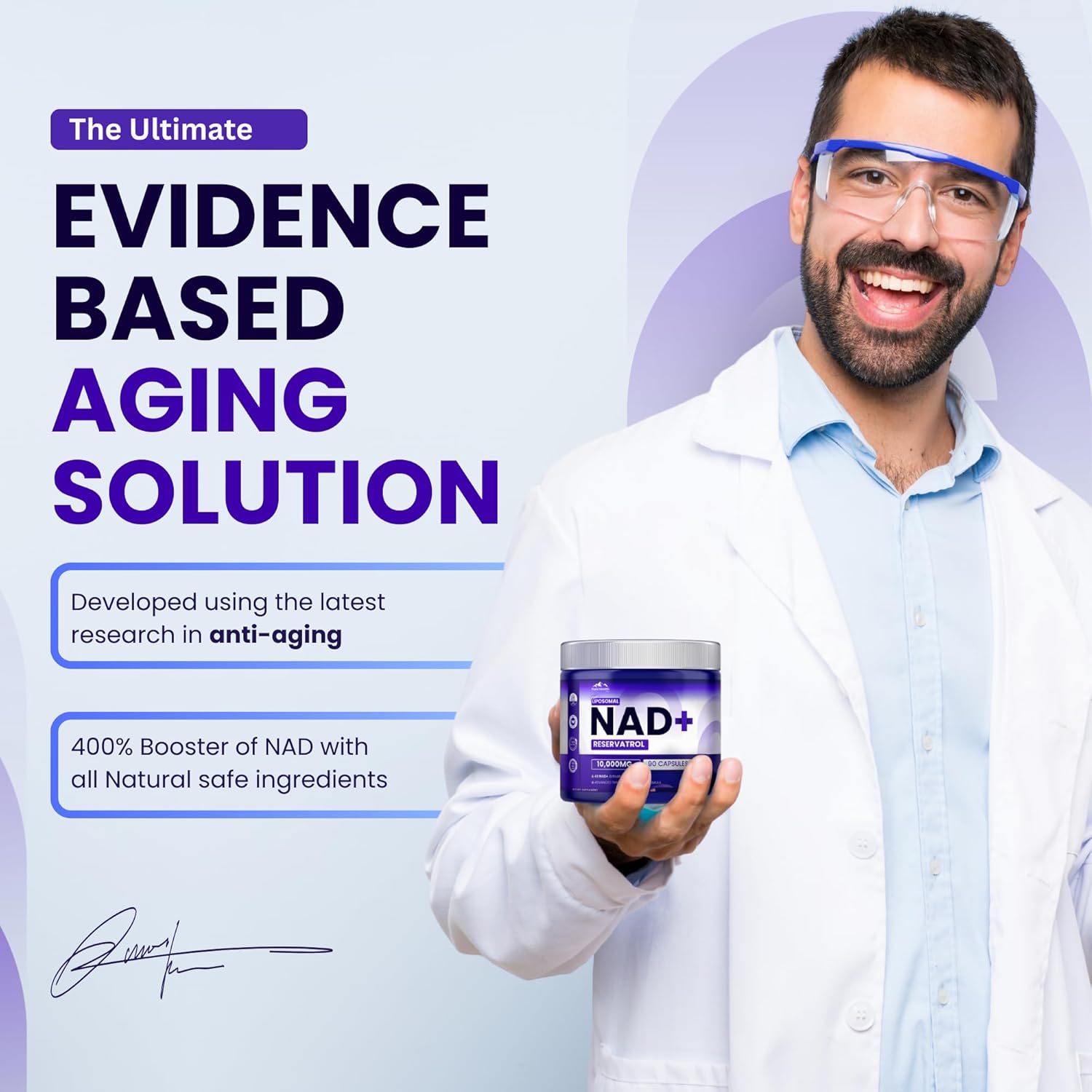 PHM NAD Resveratrol Supplement - 10,000MG Extra Strength | NAD+ Liposomal Supplements for Men and Women | NMN & NMNH Alternative | 90 Capsules, 1.5 Months Supply - Image 3