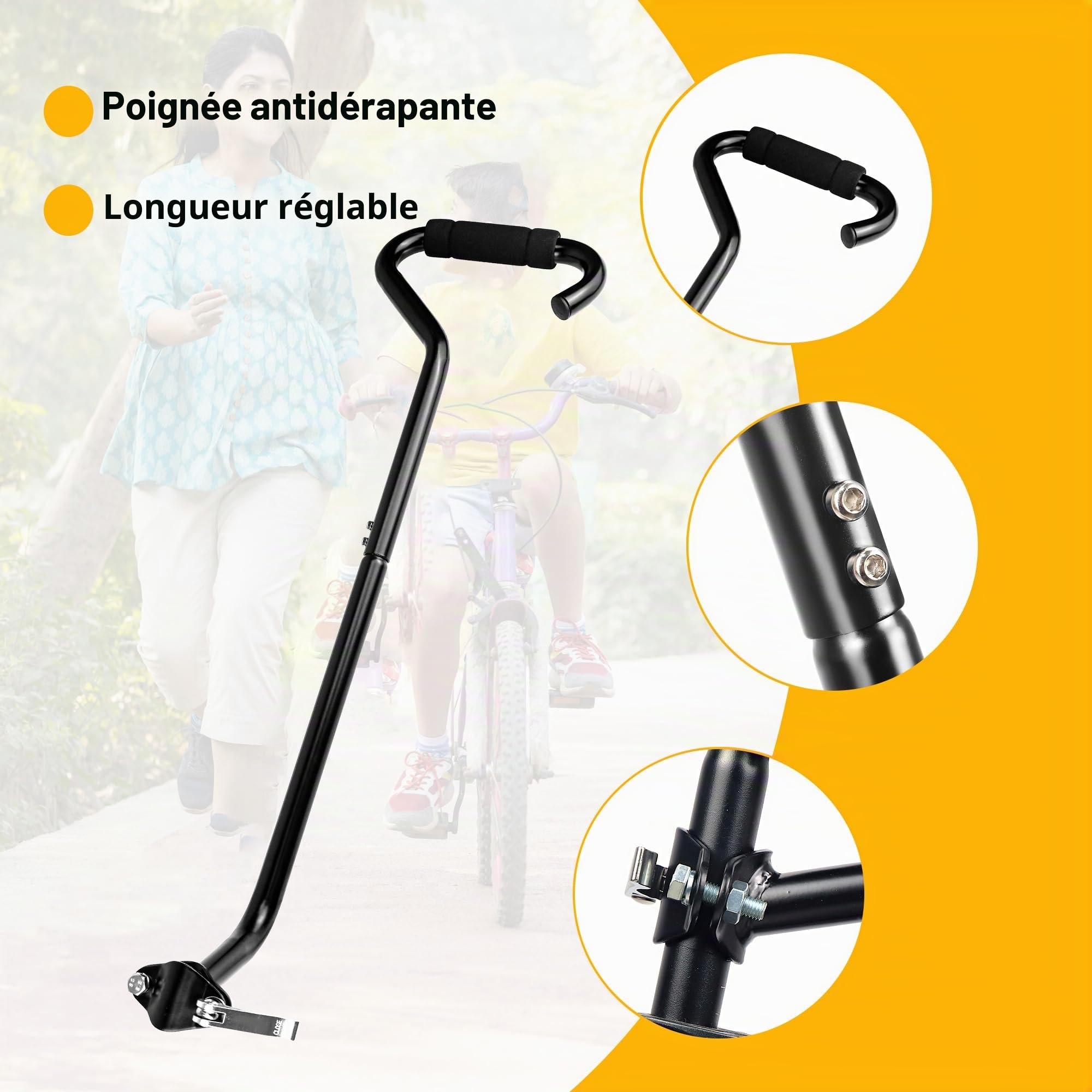 ZUKKA Barre de poussée d'entraînement de vélo pour enfant en alliage d'aluminium