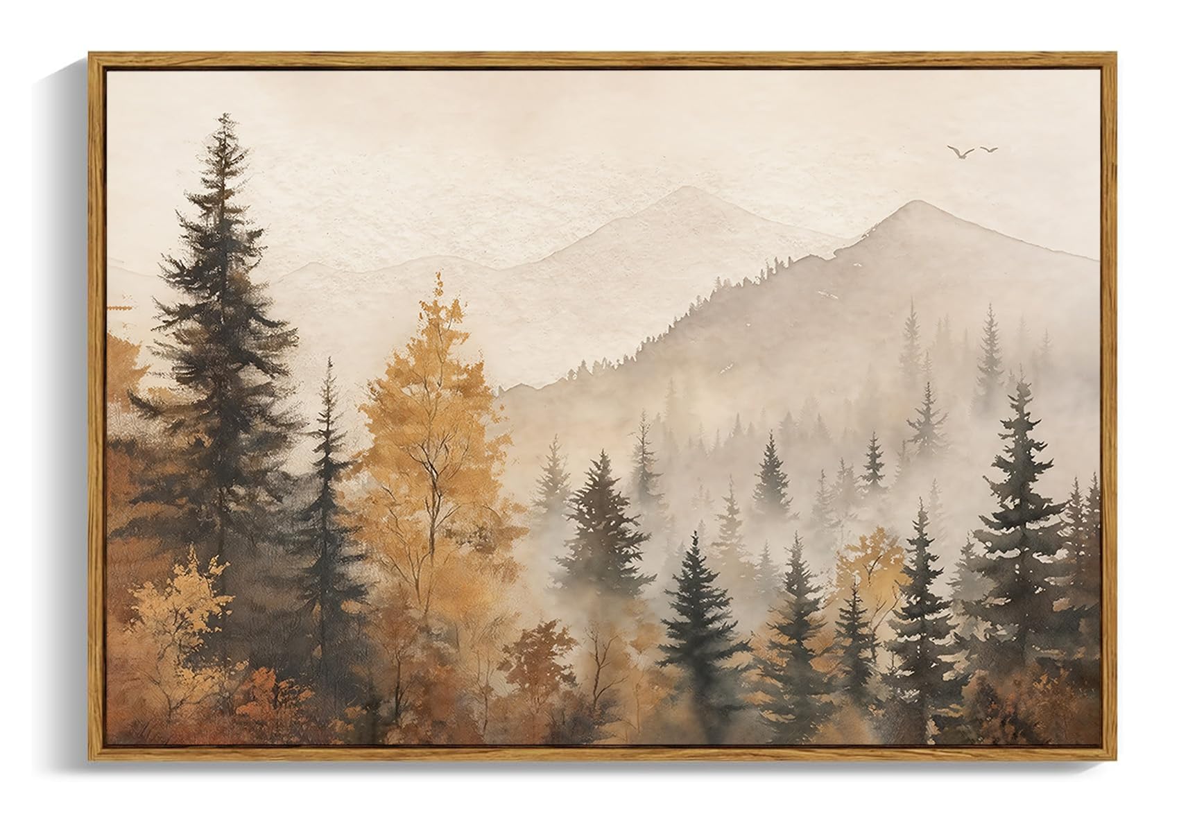 OIQArtOIQ Vintage Framed Wall Art Autumn Mountain Landscape