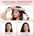FMZ Rotating 4-in-1 Hair Straightener, Professional Titanium Ceramic Dual Voltage Ionic Flat Iron, 0.85 Inch Mini Travel Size, 10s Fast Heating for Straightening, Curling, Volumizing, Root Lift, Pink