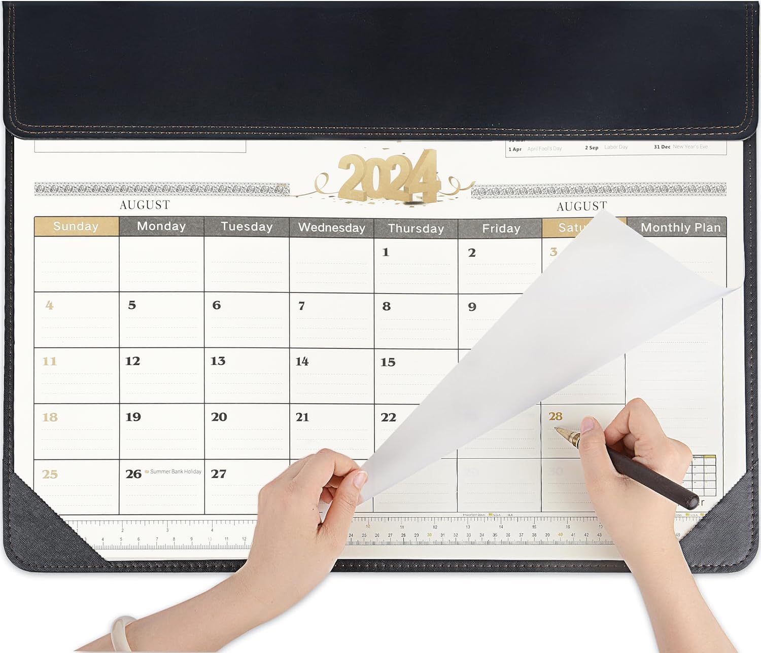 Desk Calendar 2024 - September 2023 - December 2024, Large Mouse Mat Pad, 22.5" x17''