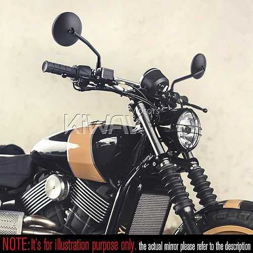 Miniatura 3 de KiWAV Magazi Eclipse - Espejos retrovisores de motocicleta negros E-mark de aluminio 0.315 in 1,25 tono compatible para scooter personalizado