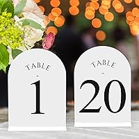 Vista 8 de JOYIT Números de Mesa de Boda en Arco 1-10 con Soportes – Letreros Acrílicos Impresos por Ambos Lados de 5" X 7" con Fondo Negro y Texto Blanco