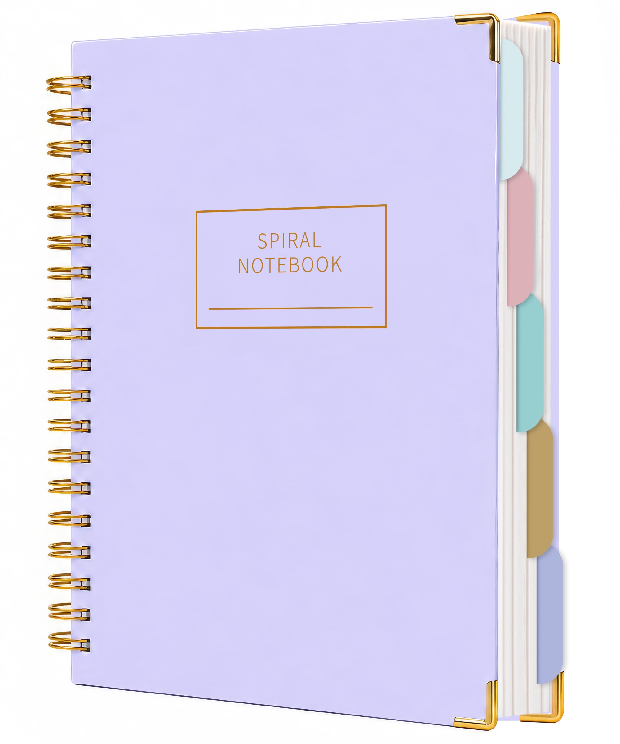 Cuaderno de espiral de tapa dura con pestañas de 7 x 10 pulgadas, diario grande con rayas en espiral para mujeres con divisores, 240 páginas, cuaderno de composición a rayas universitarias, cuaderno