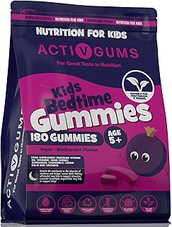 Kid's Bedtime 180 Vegan Gummies | Blackcurrant Flavour | Melatonin & 5HTP Free Contains Vitamin B6, Montmorency Cherry, Chamomile | Resealable & Recyclable Pouch | Suitable for Ages 5+ by ActivGums®