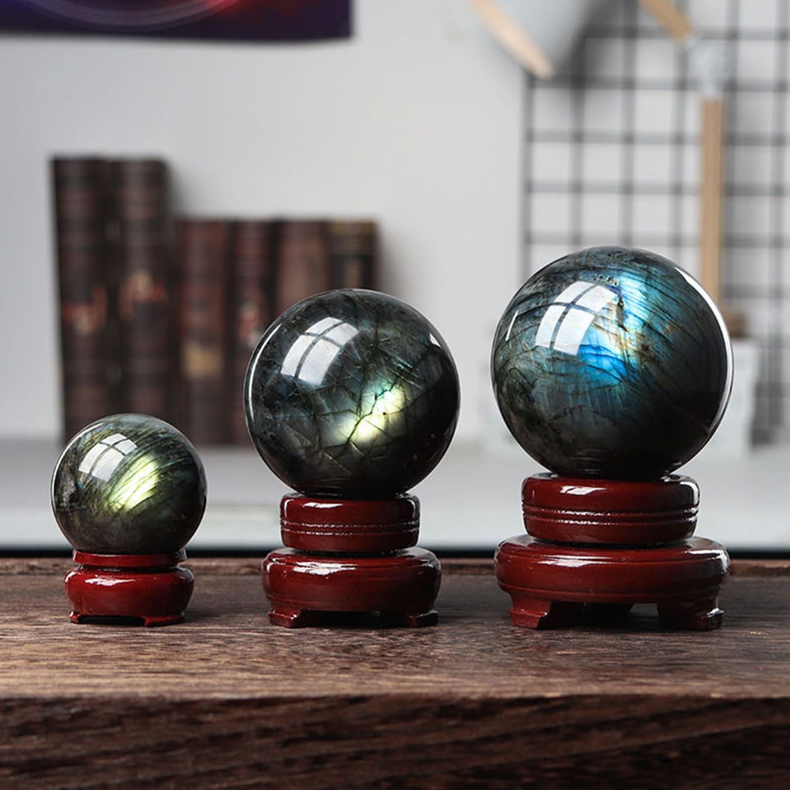 Esferas de Cristal, Esfera de labradorita Natural con Soporte(Diameter 70mm)