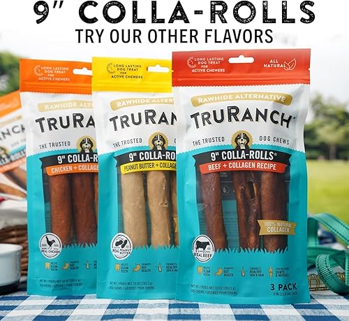 Miniatura 8 de TRURANCH Rollos de colágeno  Rollos de colágeno de 9 pulgadas para perros  Premio saludable de apoyo articular de larga duración  Alternativa de