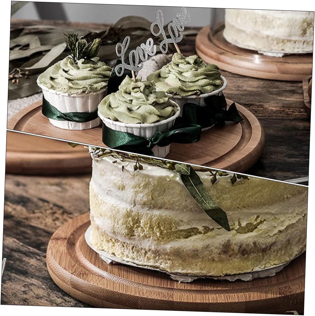 Kichvoe Glass Cake Cover with Wooden Tray, Large Dessert Food Display Dome, Dustproof Fresh-keeping Cover for Household Cakes and Pastries