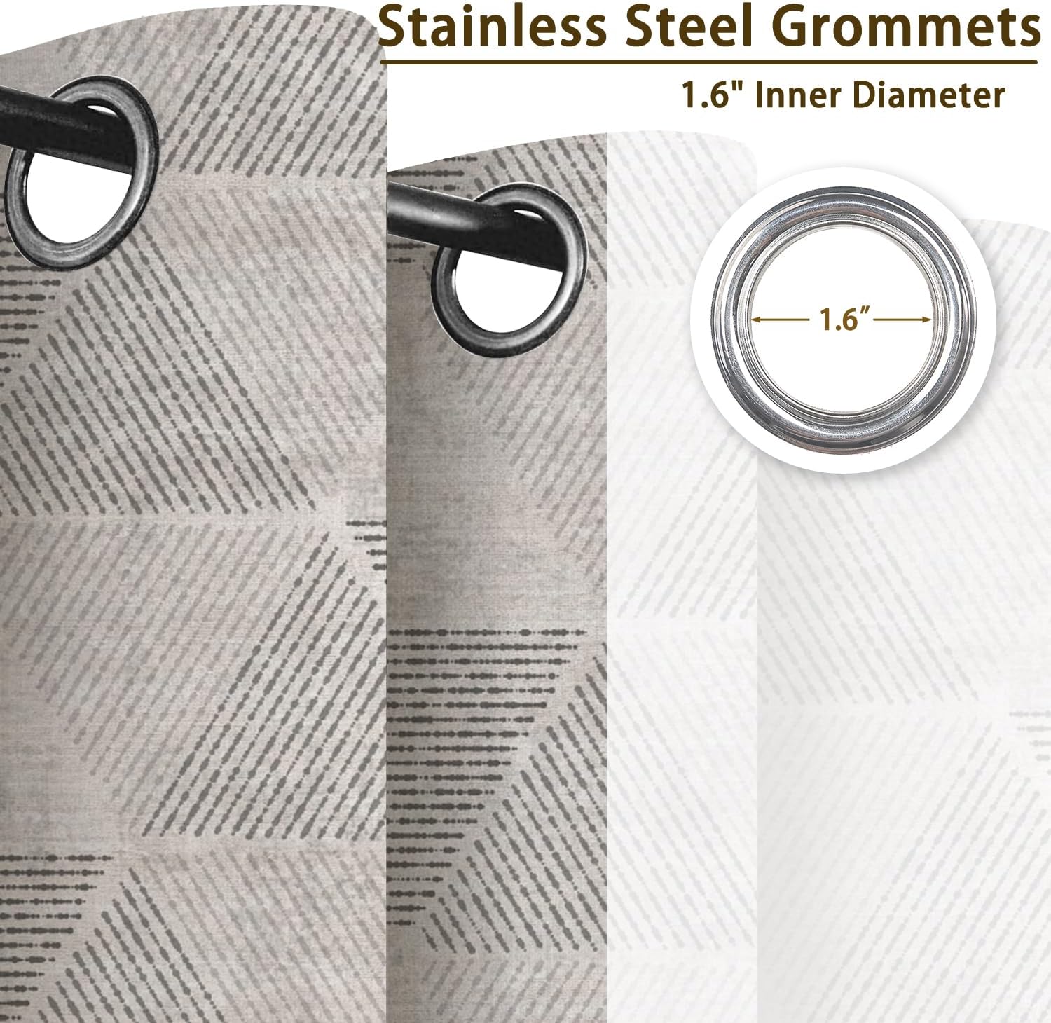 Blackout Curtains 52x84 Inch 2 Panels - Grommet Top Geometric Pattern Drapes, Thermal Insulated Light Blocking Window Treatments for Modern Minimalist Scandinavian Home (Neutral Gray)