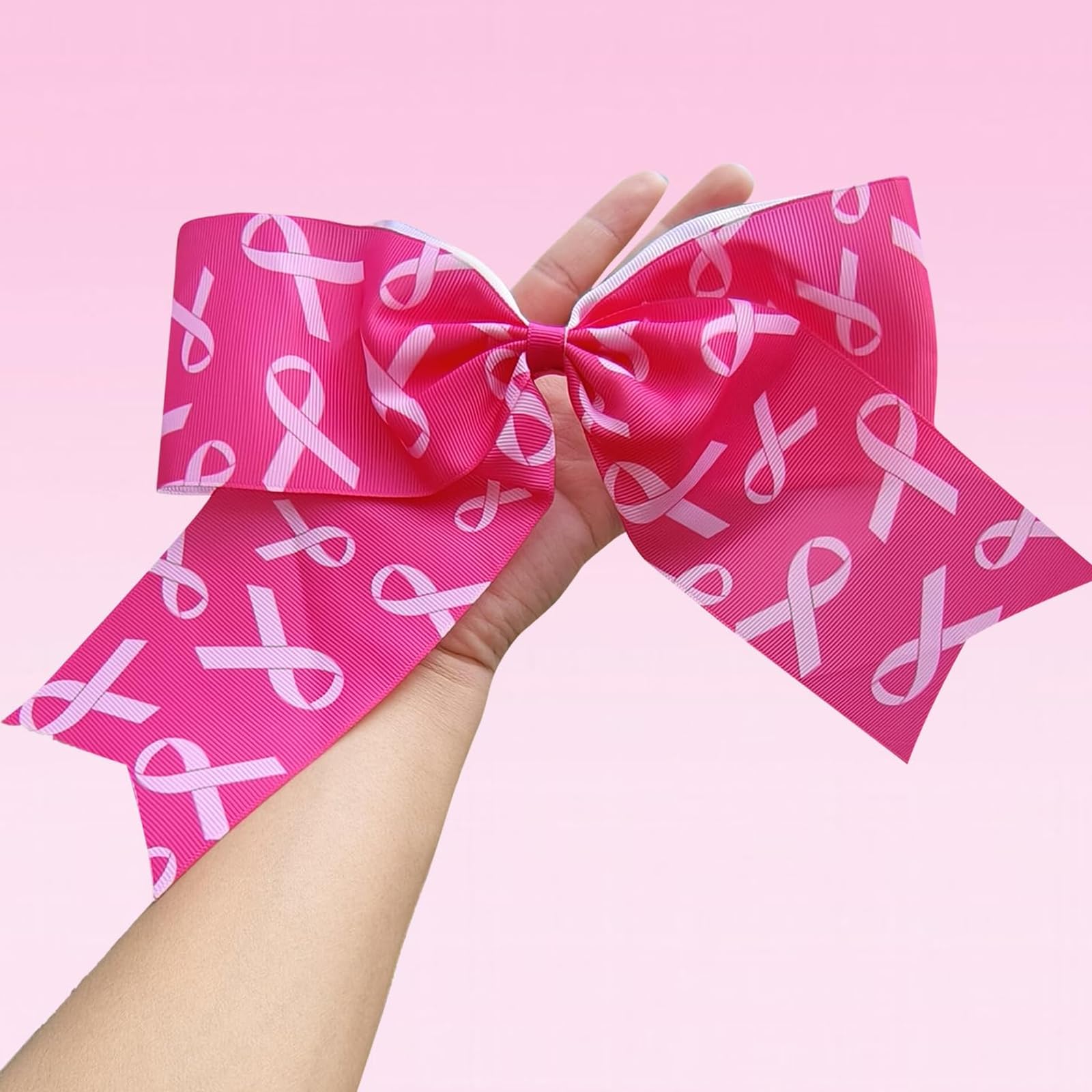 Lazos de cinta rosa para el cabello, lazos para el cabello para concienciación sobre el cáncer de mama, coleteros rosados, lazos de animación para niñas y mujeres, accesorios para el cabello, 2