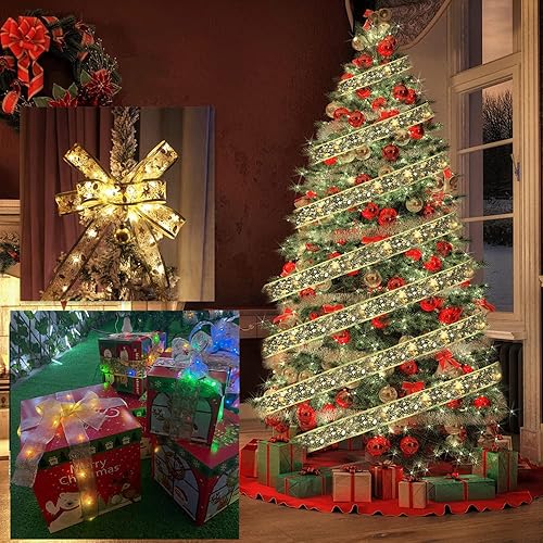 Miniatura 1 de Decoraciones de Navidad paquete de 2 luces LED de cinta de árbol de Navidad de 65 pies 20 luces LED para árbol de Navidad decoraciones de árbol de