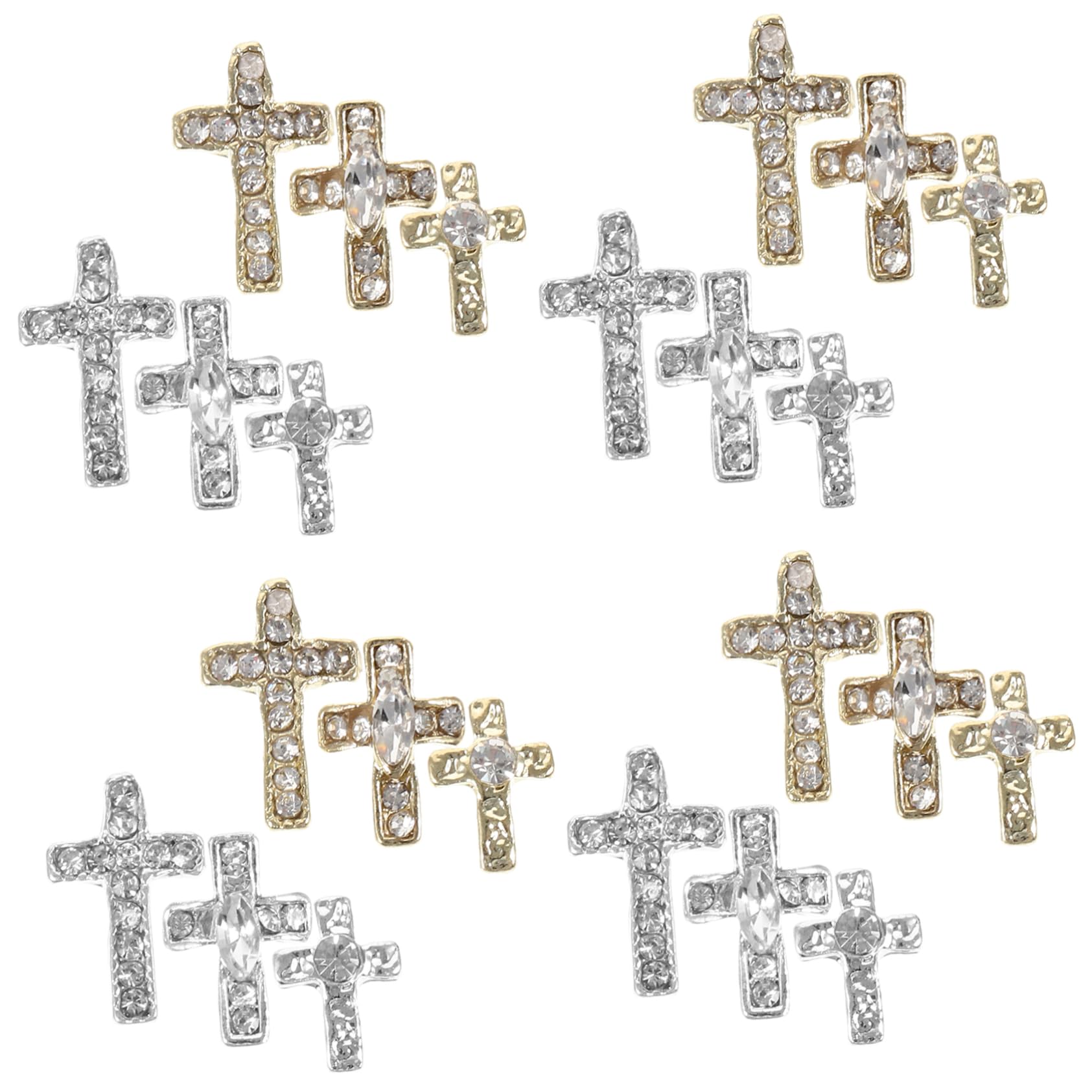 4 set Gioielli Con Croce In Lega Strass Ciondoli Per Unghie Con Strass Ciondoli Per Unghie Unici Accessori Per Unghie Croci Per Unghie Ciondoli Decorazioni Per 60 pezzi*4