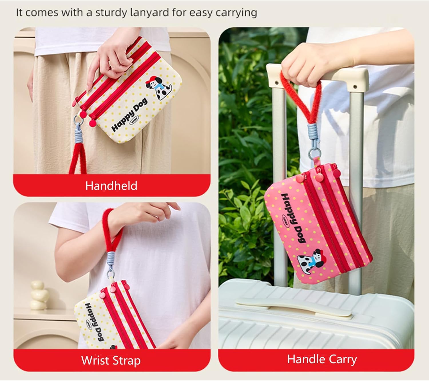Cartoon Patterned Card Holder Zippered Coin Purse Lightweight Storage Organized for Travel Office School Essential Cartoon