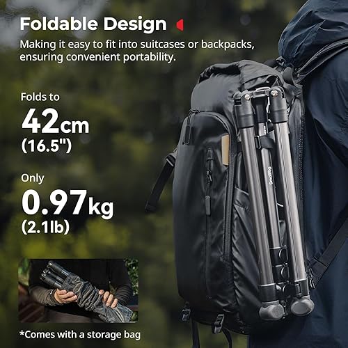 Vista 3 de SMALLRIG Soporte de luz ajustable para fotografía de 74.8 pulgadas/6.23 pies, carga máxima de 8.8 libras, soporte de trípode de iluminación compacto