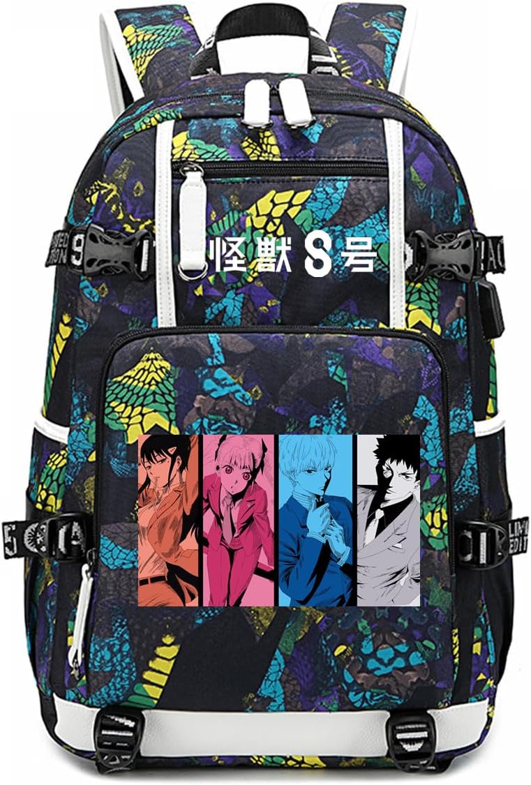 ISaikoy Anime Kaiju No. 8 Backpack Hibino Kafka Daypack Bookbag Laptop School Bag with USB Charging Port 10