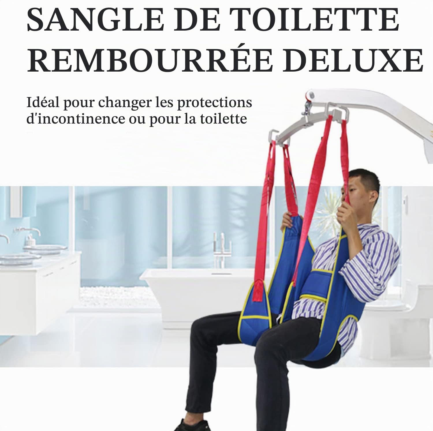 Lève Patient, Tout Le Corps Harnais de Soulèvement, Harnais de Toilette, Sangle Transfert Médicale, pour Personnes Âgées, Handicapés,M