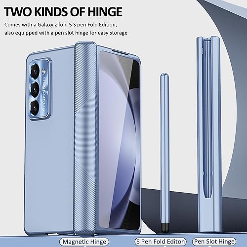 Miniatura 2 de Funda para Samsung Galaxy Z Fold 5 con soporte para S Pen y S Pen, protección creativa de dos bisagras y protector de pantalla frontal, funda de