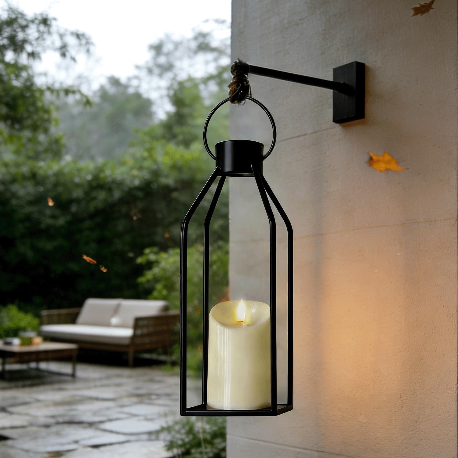 3 Pcs Black Lanterns Decorative Outdoor, Metal Candle Lanterns, Modern Farmhouse Lanterns Decorative for Home Decor, Mantle, Patio, Porch, Garden