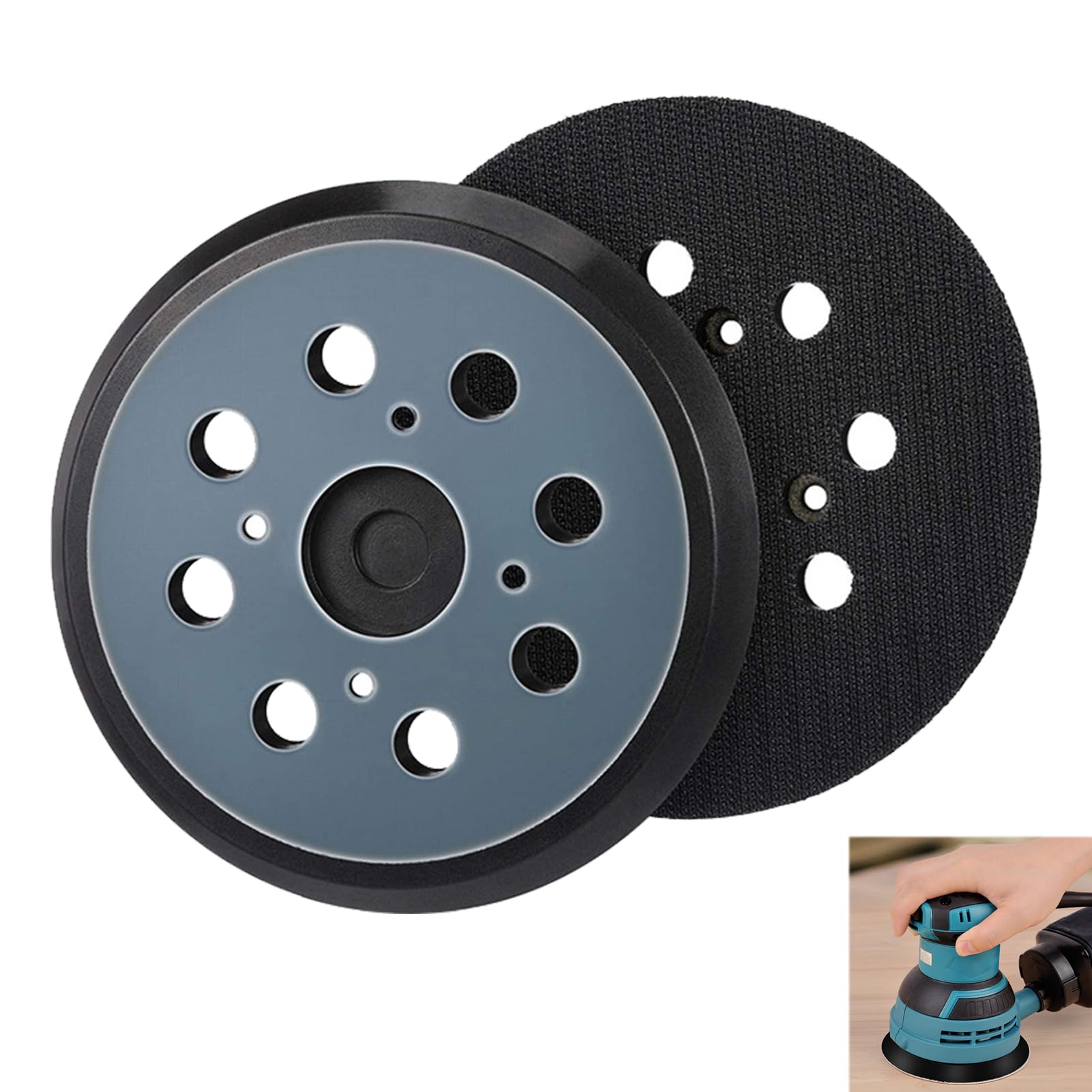 2 PCS 5 Inch Replacement Sander Pad, 8 Hole Backing Pad Compatible with Milwaukee Ridgid Bosch DeWalt and Other Orbital Sanders, Hook and Loop Orbital Backing Pads for High-Speed Polishing, Buffing