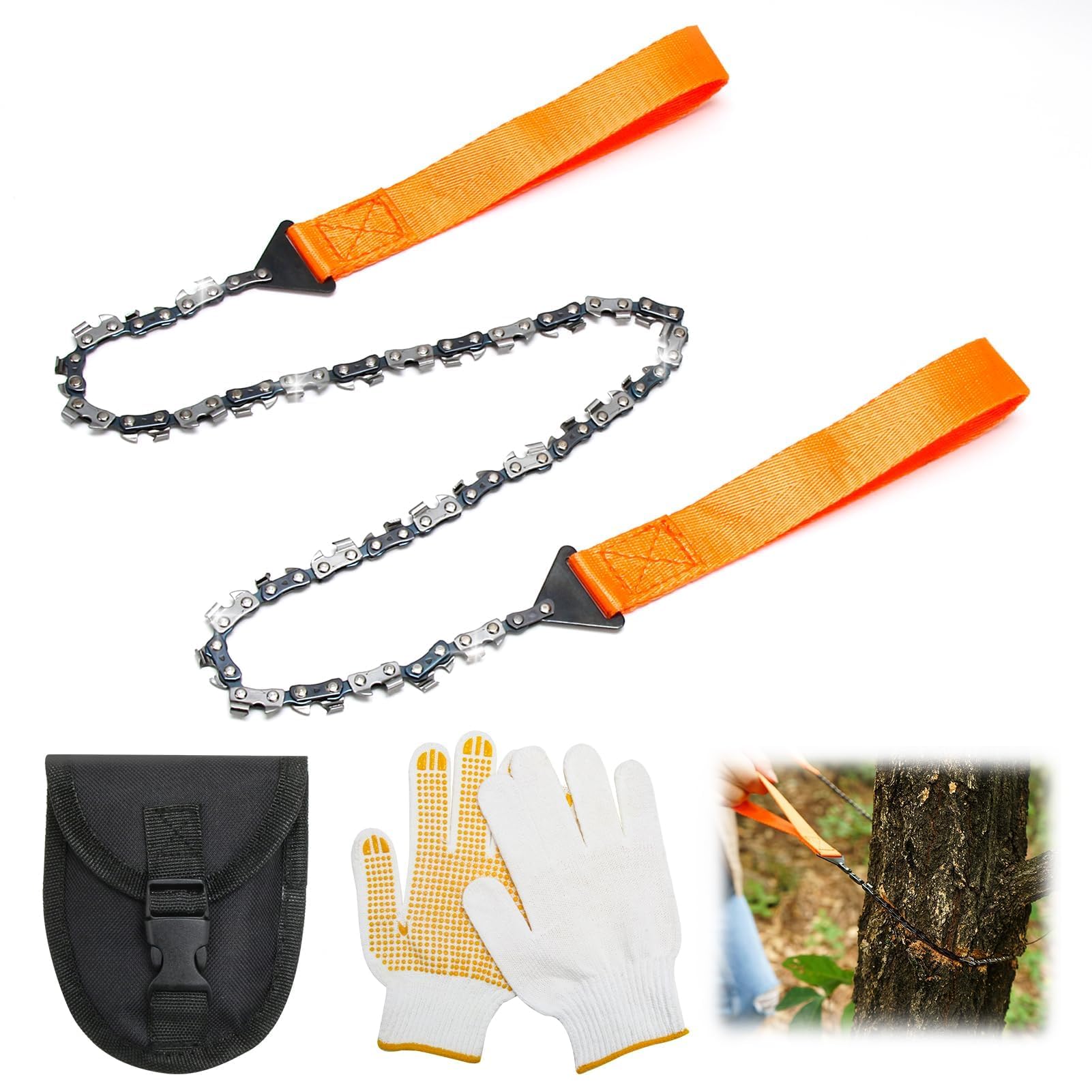 33 Denti Motosega Tascabile 103CM, JINSIHU Pocket Chainsaw Sega a Catena a Mano Sega a Catena Manual con Borsa Sega a Catena Manuale per Caccia Trekking Taglio Albero Campeggio Escursioni Giardinaggio