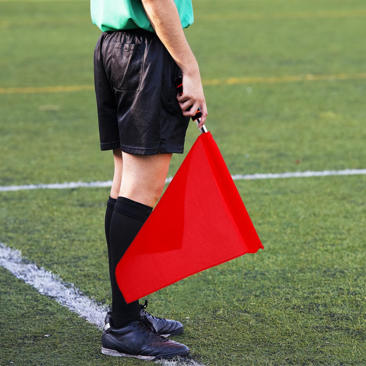 PRETYZOOM 4 Pack Referee Flags Hand Waving Signal Banner for Soccer Football Competition Fan Cheering Sports Gear with Comfortable Grip Handle for Events Parties