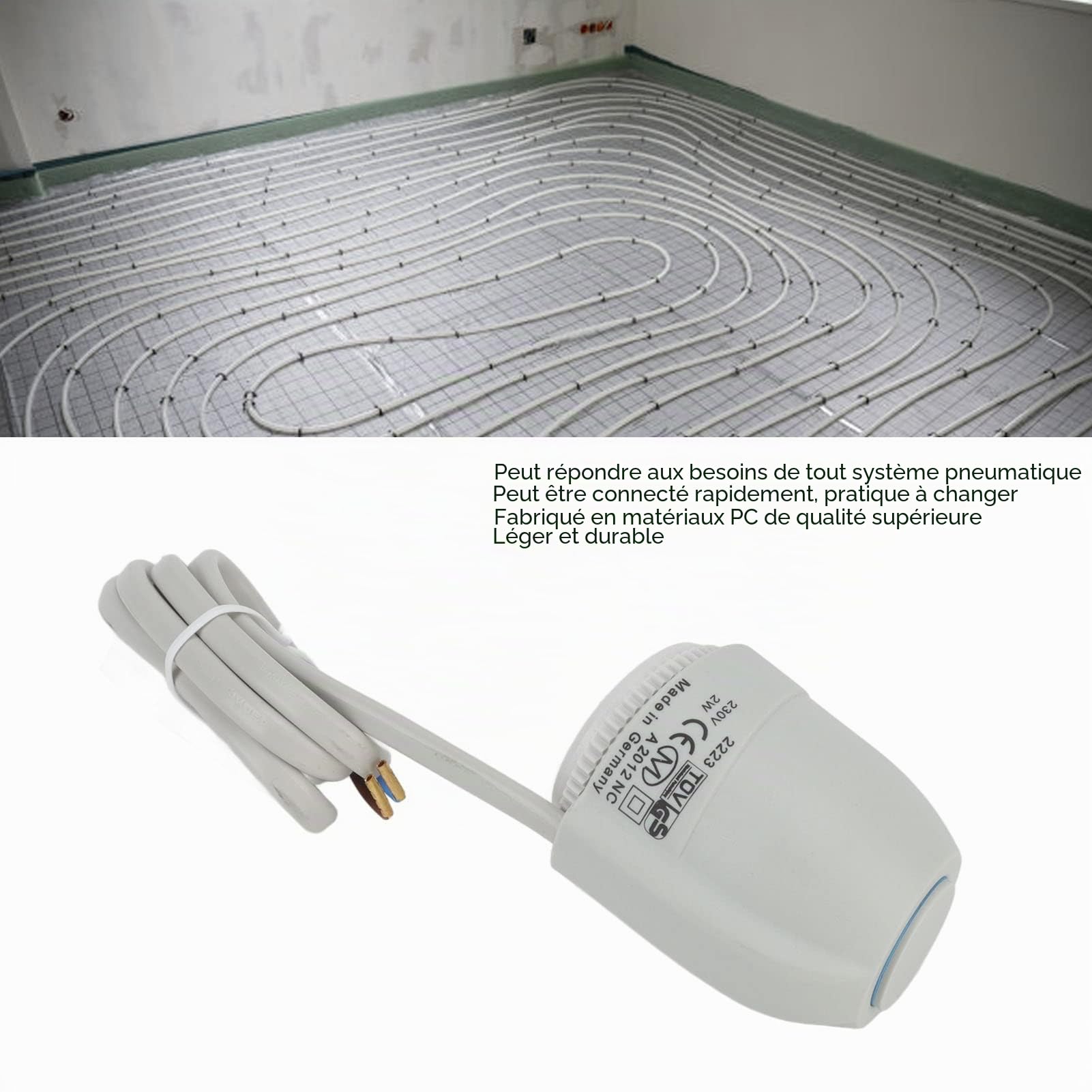 Actionneur Thermique électrique fermé, Petite Vanne étanche IP54 230 V 2 W Peu Encombrante, Fabriquée en Matériau PC de qualité Supérieure, pour Eau Hydronique