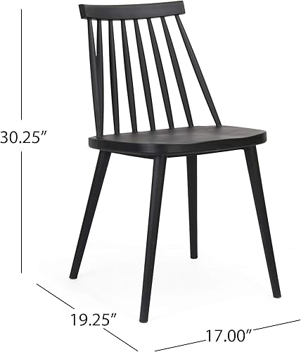 Miniatura 10 de Christopher Knight Home Phoebe Hume - Silla de comedor con respaldo de eje (2 unidades), color negro, 19.25 pulgadas de profundidad x 17.00 pulgadas