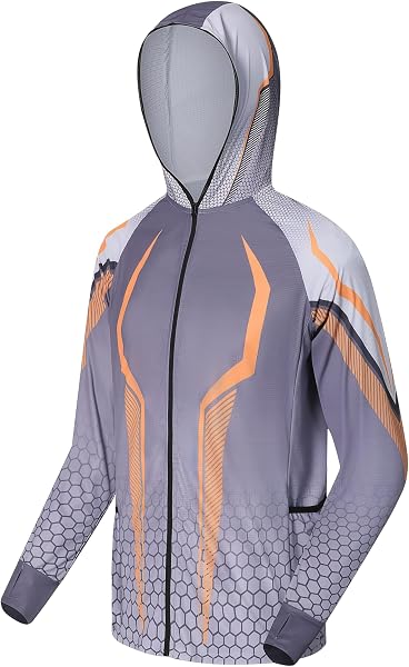 Abbigliamento da pesca con cappuccio con protezione solare con cerniera completa, abbigliamento da esterno per la protezione solare, abbigliamento sportivo a maniche lunghe leggero - 4