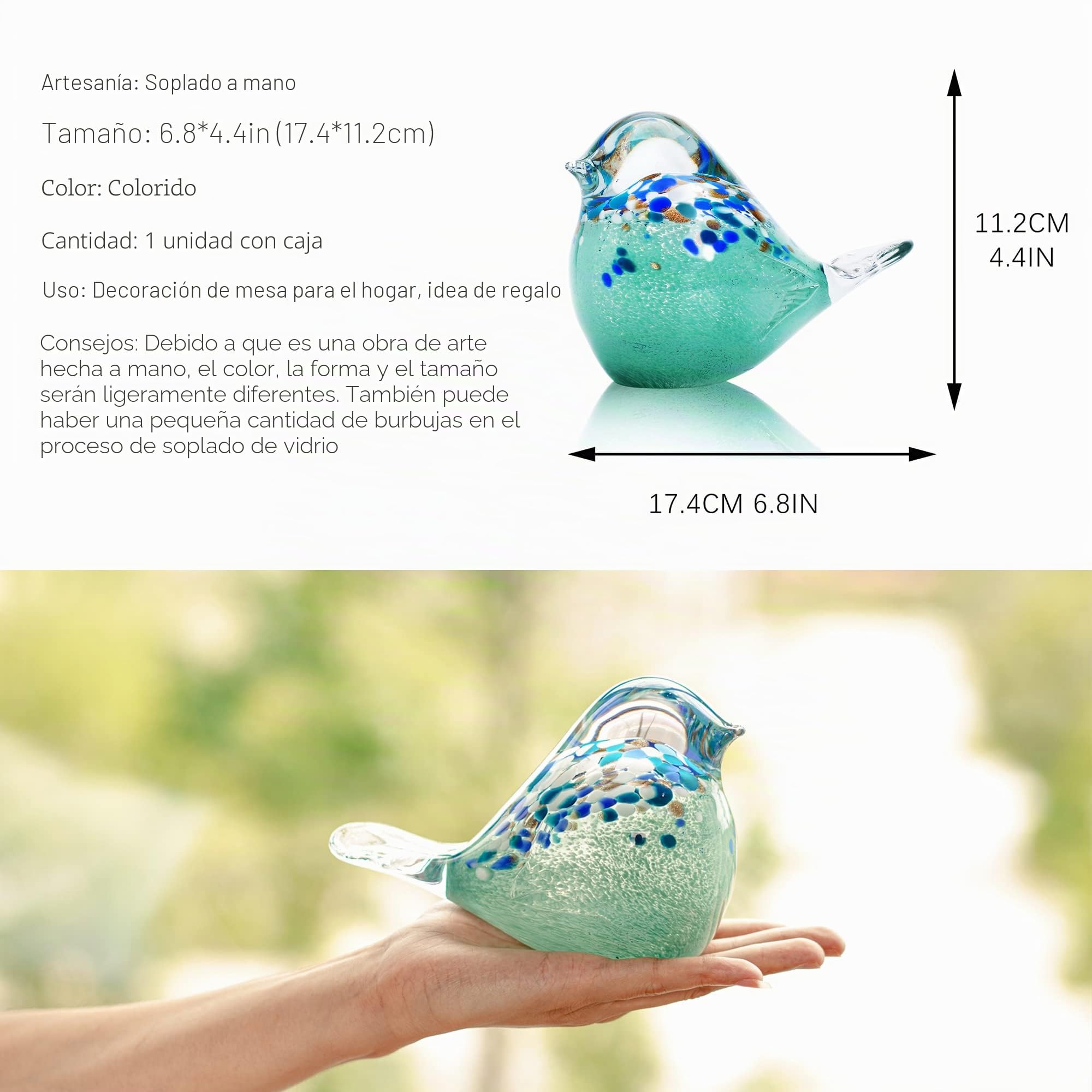 QFkris Figuras de pájaro de Cristal soplado Grandes Hechas a Mano para decoración de Mesa del hogar