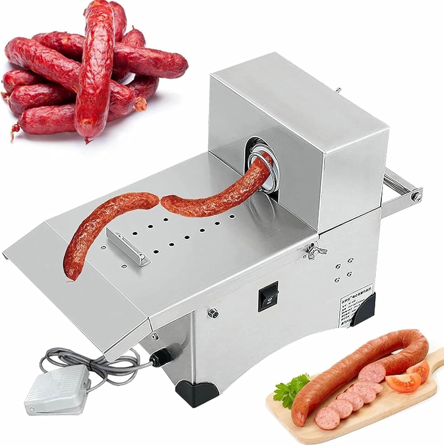 Salachichas Tied Machine, Commercial Stainless Steel Machine to Tie Guts, Smoked Sausage Machine, 45 Mm Diameter, for Commercial Domestic Use ~/