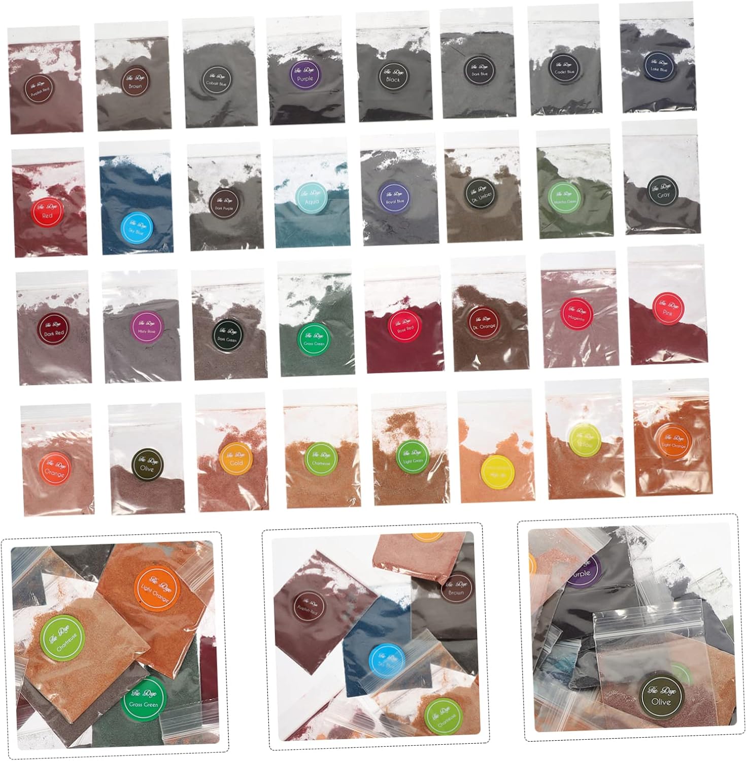 TEHAUX 32bags Color Tie Dye Powder for Vibrant Fabrics for DIY Projects Festivals and Parties for Boys and Girls and Adults Easy to Use Tie Dyeing Supplies